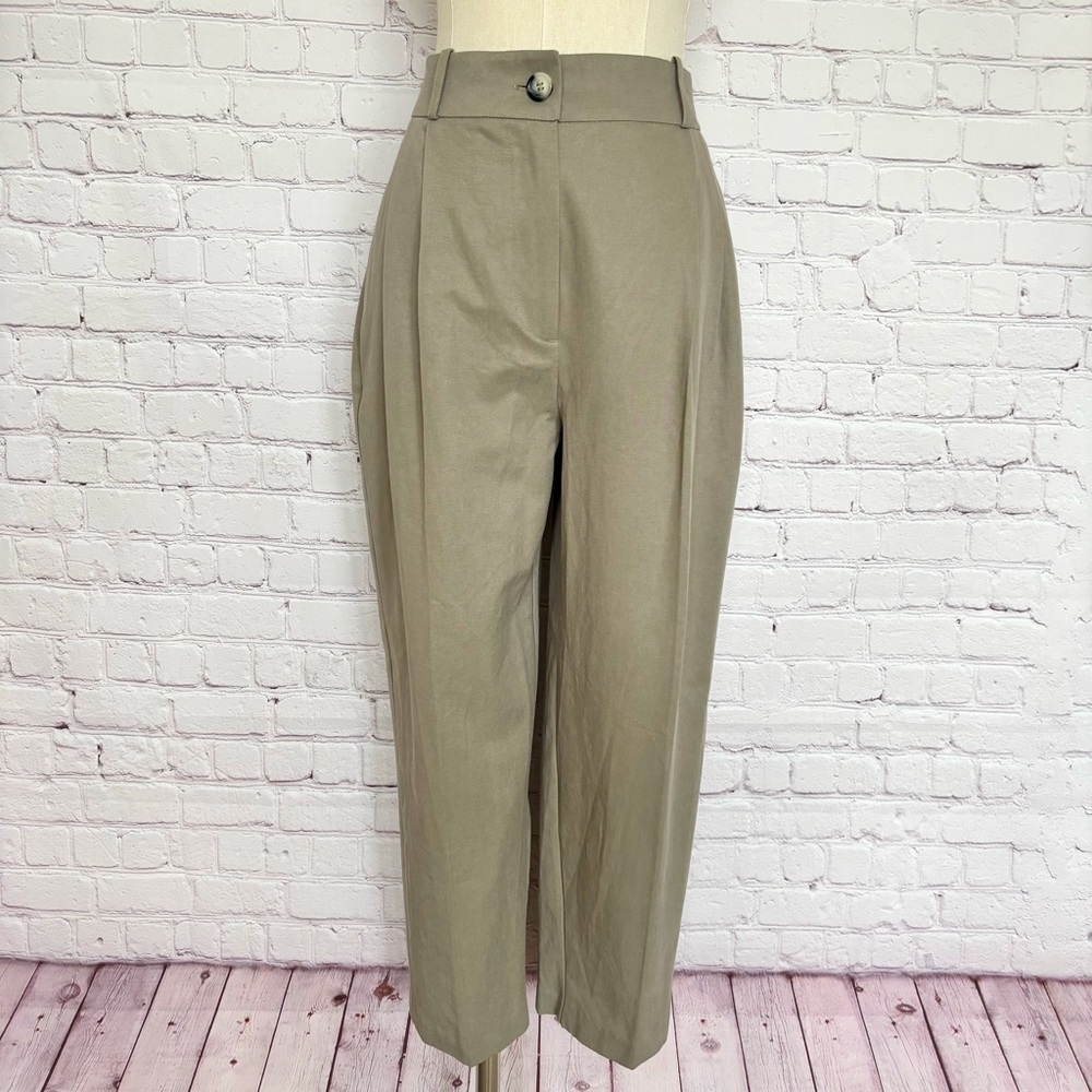 ZARA High Waisted Pleated Carrot Leg Cropped Trousers--NWT--S - Picture 8 of 16